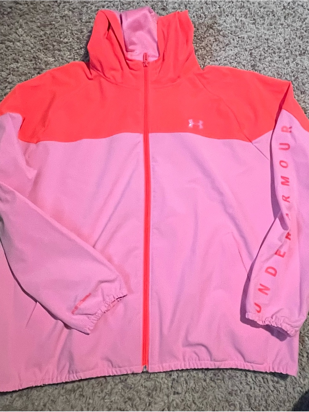 Under Armour Women's Coral and Light Pink Hooded Zip Jacket